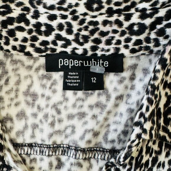 Paperwhite button down top Blouse Animal Print Soft Knit Women's 12 - Picture 10 of 12